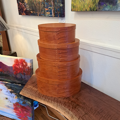 BJ-010 Shaker Oval Treasure (Nesting) Boxes / Set of 4, Cherry $2300 at Hunter Wolff Gallery